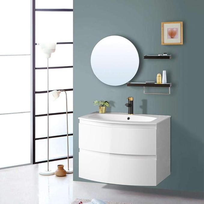 NRG 700mm Contemporary Curved Vanity Unit Wall Hung Basin Sink Bathroom