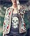 BUENOS NINOS Women's 3/4 Sleeve Ethnic Embroidery Cardigan Retro Printed Flyaway Jacket Coat Beige M