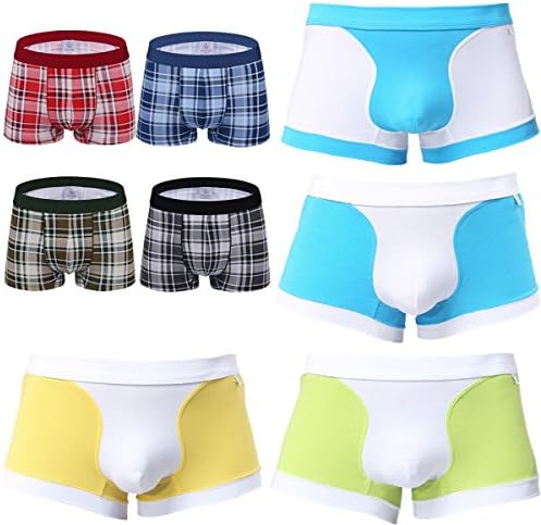 Gudealla Mens 4-6-9 Pack Low Rise Colored Boxer Briefs Cotton Underwear With Pouch (L, Pack of 9)