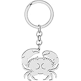 HUAGEO Stainless Steel Fun Crab Keychain Ocean Animals Purse Charms Gifts For Women Backpack Car Key Ring Jewelry Accessories