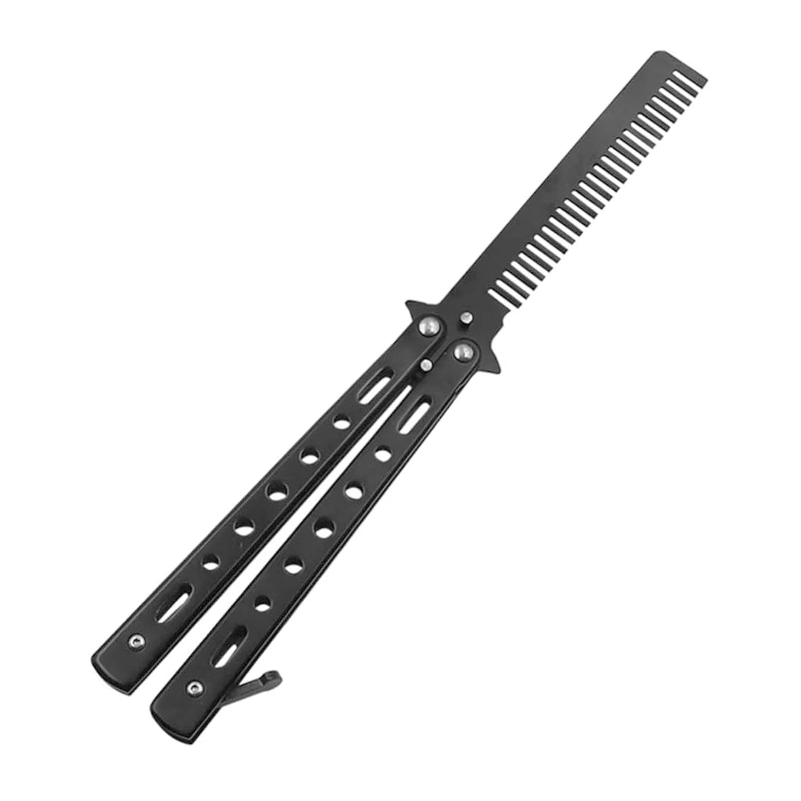 JYTDBCS Butterfly Comb, Foldable Hair Comb, Beard Comb, Practice Butterfly Comb, Flipping Trick Comb, Stainless Steel Hair Comb, Butterfly Hair Comb for Beginner, Salon Beauty Tool, for Trainer Lover