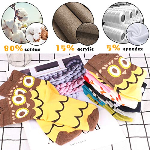 WOSTOO-Damen-Socken-6-Paar-Socken-Damen-suesse-Interessante-Tier-Charakter-Papagei-Funny-Crew-Socken