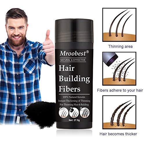 Hair Building Fibers, Hair Fibers for Thinning Hair, Hair Loss Concealer, Natural Formula, Completely Conceals Hair Loss in 15 Seconds - 27.5 Grams (Dark Brown)