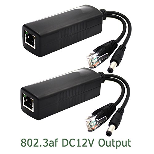 ANVISION 2-Pack Active PoE Splitter Adapter IEEE 802.3af Compliant 10/100Mbps, DC 12V Output for IP Camera Wireless AP Router Voip Phone AV-PS12