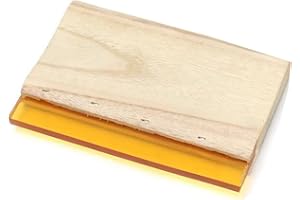 TIANIUSEEN Screen Printing Squeegee Wooden Ink Scraper 75 Durometer with Rubber Blade and Lumber Handle 9.4 inches Long 4 inches Wide