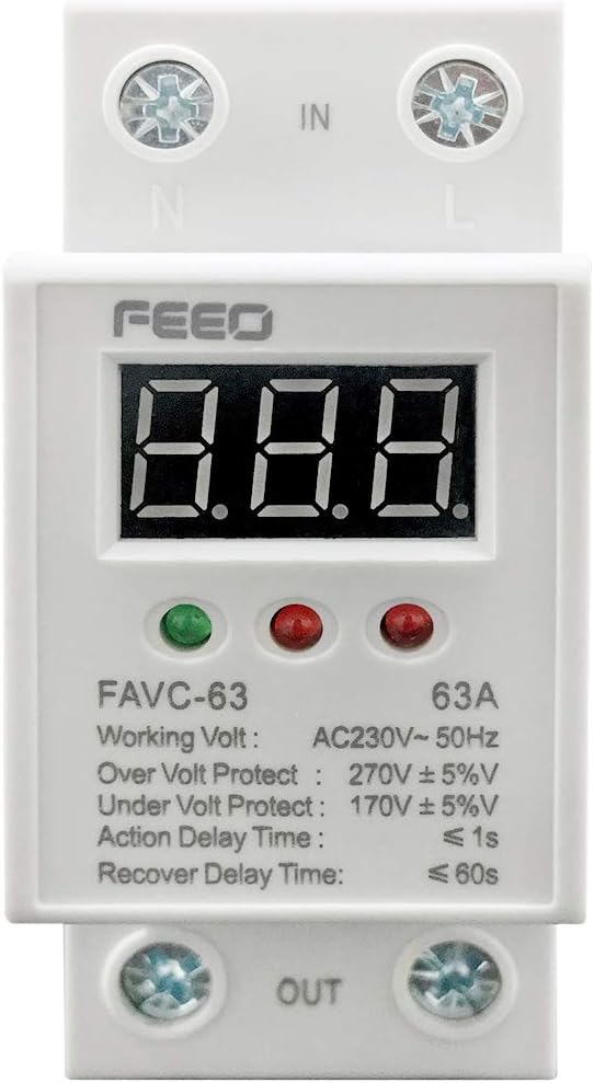 FEEO 63A Voltage Monitoring Relay with automatic under and over voltage cutoff and reconnect