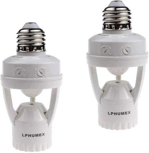 Motion Activated Light Socket, (2 Pack) Motion Sensor Light Bulbs, E26