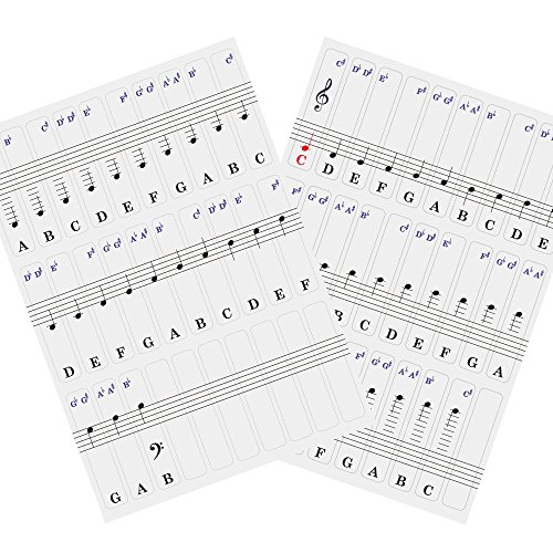 Piano Stickers, Keyboard Stickers for 49/61/ 76/88 Key Keyboards, Removable and Transparent Stickers for Piano with Free Guide - Thumbnail 2