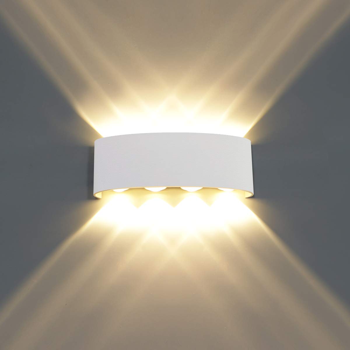 HAWEE Modern Wall Lamp LED Wall Light Up and Down Waterproof Aluminum Wall Wash Lights Indoor Outdoor for Bathroom Porch Bedroom Corridor Living Room Stairs Hallway, 8W Warm White