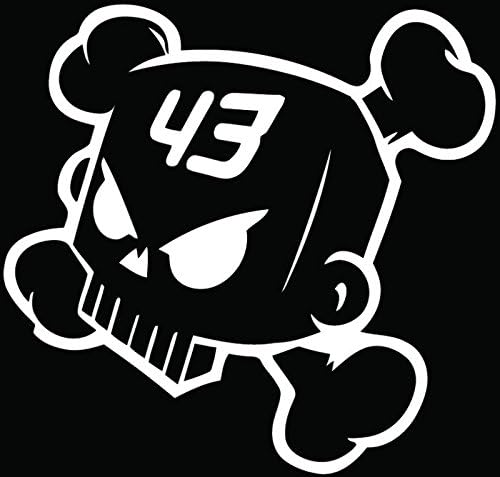 Ken Block Drift Racing Death Skull Crossbones Car Truck Window Bumper Vinyl Graphic Decal Sticker- (6 inch) / (15 cm) Wide GLOSS WHITE Color