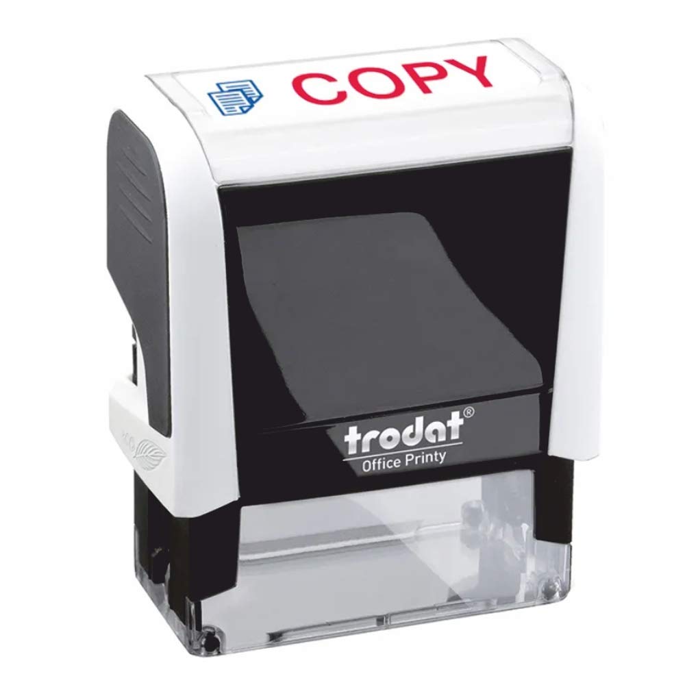 Trodat Stamp 4912 Office Printy with English Text COPY – Self Inking, Red and Blue Ink, 18 x 46 mm