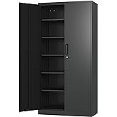 LISSIMO Metal Garage Storage Cabinet - 71" Tall Metal Storage Tools Cabinet with Locking Doors and Adjustable Shelves for Hom