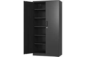 LISSIMO Metal Garage Storage Cabinet - 71" Tall Metal Storage Tools Cabinet with Locking Doors and Adjustable Shelves for Hom