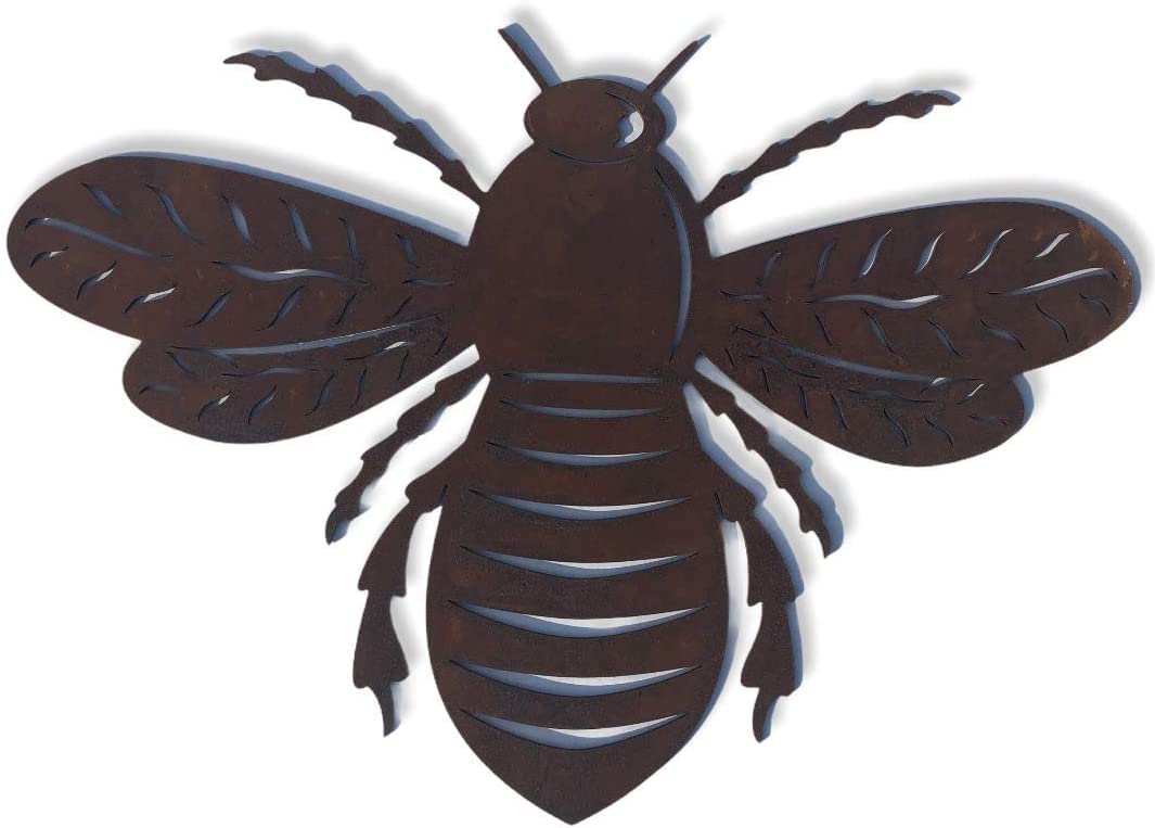 RUSTIC WAREHOUSE NORFOLK LIMITED Large Rusty Metal Bee Garden Wall Or Fence Decoration, Bumblebee, Art, Gift, House Sign, Gardening Gift, Feature, Sculpture
