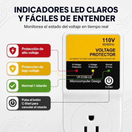 ETRTNVB 1800W Regulador de Voltaje para Refrigerador, Protector contra Sobretensiones para Lavadora,Regulador de Voltaje para Refrigerador, Supresor de Picos Enchufe AC120V para Cocina Sala (2 PCS)