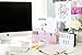 Blu Monaco Pink Desk Mail Organizer - 3 Compartment Cubicle Desktop Caddy - Pink Metal