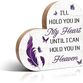 Haizct I'll Hold You in My Heart Butterfly Wooden Heart Plaque Sign, In Loving Memory Wooden Plaque, Memorial Present for Loss of Loved One, Bereavement Condolences Gifts for Women Mom Dad Sister BFF