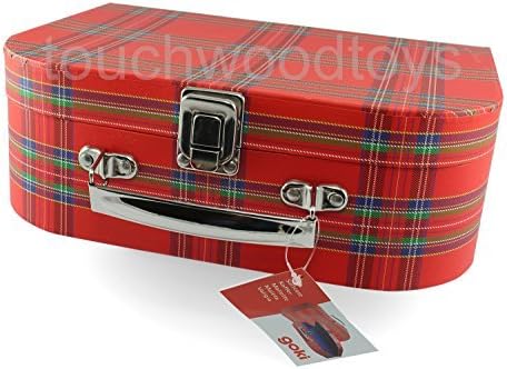 Childrens tartan suitcase carry case red tartan toy case 25cm x 17cm x 8cm by K-Play