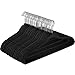 Melvado Non-Slip Velvet Flat Hangers | 50-Pack |Closet Space Savers |Suitable for Suits, Dresses, Pants, Jackets, Tops | Deep Notches for Straps | Teen and Adult Shirt Hangers |Black