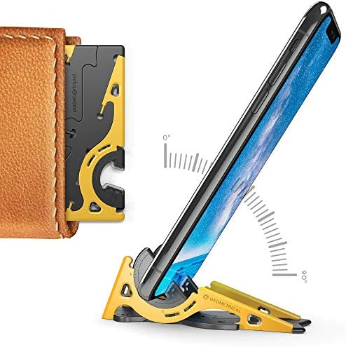 Pocket Tripod Pro by Geometrical - Universal Kit - EDC Universal Card-Size Adjustable Carbon Fiber Phone Tripod for iPhone and Android with TPU Grip for Mobile Photography (Bee)
