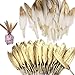 Shindel Gold Dipped Feathers, 60 PCS Natural Feathers Gold Feathers for Art Craft Decor Baby Shower Decorations