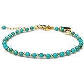 Morchic 3mm Tiny Beads Natural Gemstone Bracelet for Women, Adjustable 7.1" Energy Gem Charm Jewelry, Dainty Handmade Birthday Gift