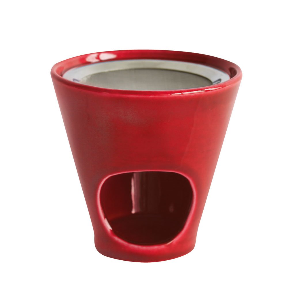 Incense burner, lantern Jule brick red 9,5 cm, Ø 10 cm - FAIR TRADE ceramic with stainless steel sieve Ø 9 cm