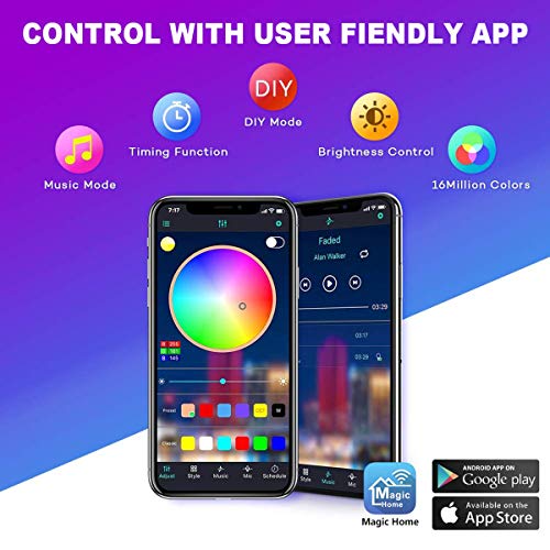 GOADROM Smart LED Strip Lights, 32.8ft RGB WiFi Color Changing LED Strip Work with with Alexa