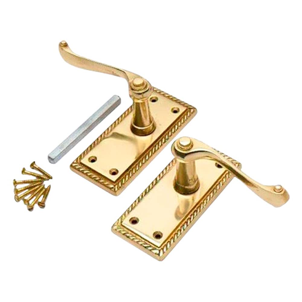 Merriway BH05711 Georgian Latch Handle Set, 113mm (4.5 Inch), Polished Brass