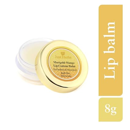 Just Herbs Marigold Mango, Natural Lip Balm for Men & Women, Chemical Free - 8 GM