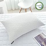 SORMAG Bed Pillows for Sleeping, Adjustable Shredded Memory Foam Pillow, Cooling Bamboo Pillow Neck Support for Back, Stomach, Side Sleepers-Queen Size
