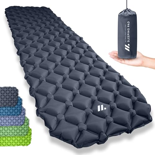 NORDMUT Isomatte Ultraleicht [mit Reparaturset] - Aufblasbare Luftmatratze Camping kleines Packmaß - Camping Matratze Wetterfest für Outdoor Zelt & Fe