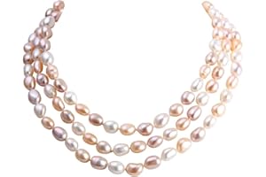 LGSY Multicolor Pearl Necklace for Women, Freshwater Cultured Baroque Pearls Strand Necklace for Pearl Jewelry