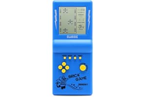 HLF 3.5-inch Large Screen Retro Brick Game Console for The 80s/90s Building Block Game Racing/Tank Game Built-in 23 Classic Games Nostalgic Puzzle Children's Game Console (Blue)