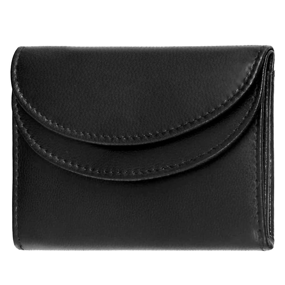 Fa.Volmer ® RFID Mini Comfort Genuine Leather Mini Wallet in Black with High-Tech Silver Fabric, Schwarz, MINI