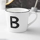 Ardax Monogram B Coffee Mug Tea Cup, 11 Oz, Ceramic Letter Mug Gift on Birthday, Anniversary, Christmas and Valentine's Day