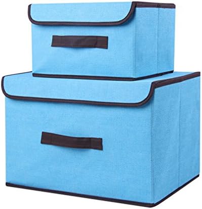 Generic Non-Woven Foldable Storage Box Square Basket Bin With Lid, -2 Pack (blue)