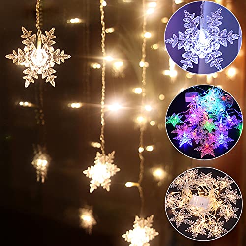 Allamp Outdoor Xmas Sneeuwvlok LED String Lights Flashing Lights Gordijn Licht Waterdichte vakantie Partij Connectable… - Afbeelding 3