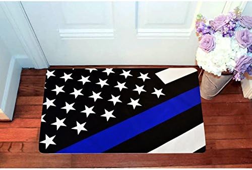 Thin Blue Star Flag Entrance Door Mat Square Doormat Toilet Floor Mats Non Slip Bath Rugs 15.7" X 23.5"-Indoor Outdoor-Customize Carpet