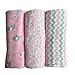Muslin Baby Swaddle Blankets by LANCON Kids (3 Pack) - 100% Cotton, Soft, Stylish, Multi-Use Blankets 47 x 47 (Pink/Gray/White - Chevron, Floral, Safari Collection)