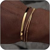 Fezgoat Waterproof Bracelet Set for Men-925 Sterling Silver/14k Gold Plated Stack Snake Cuban Link Chain Cuff Bracelet Mens Jewelry Gift