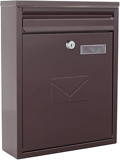 Rottner Briefkasten Como in Braun Stahl-Briefkasten Mailbox, Postkasten, Zaunbriefkasten, 2 Einwurfschlitze, Namensschild