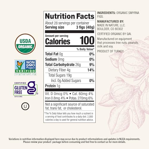 MADE IN NATURE ORGANIC DRIED TURKISH SMYRNA FIGS, 40 OUNCE (PACK OF 1) – VEGAN SNACK, NON-GMO, UNSULFURED, GLUTEN FREE, KOSHER