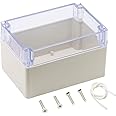 Zulkit Junction Box ABS Plastic Dustproof Waterproof IP65 Universal Electrical Boxes Project Enclosure Grey with Clear Cover 6.3 x 4.3 x 3.5 inch (160 x 110 x 90mm)