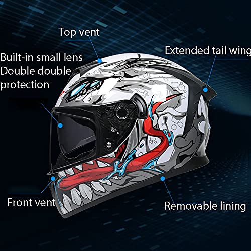LIXIAOHONGG Motorhelm ECE , motorhelmen, Racing motorhelm met zonneklep goedgekeurd glasvezel Shell ECE goedgekeurde… - Image 5