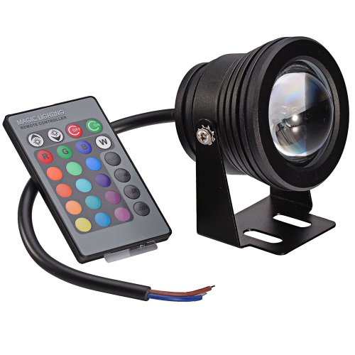 GOESWELL Underwater Light LED Waterproof Flood Light with Remote Control 10w DC12v RGB 16Colors Outdoor Garden Spotlight Landscape Fountain Pond Light Submersible
