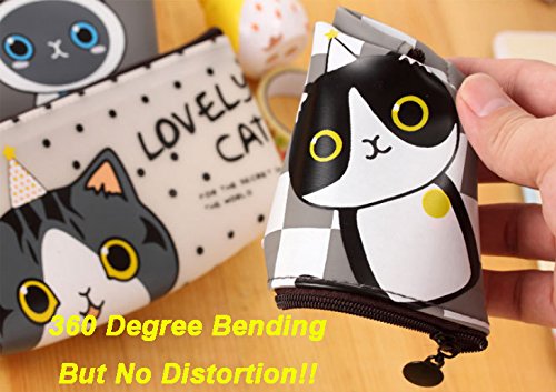 ZICOME Set of 4 Adoarable Cat Style Memories Pastorable Pencil Case Coin Makeup Bag Purse Case