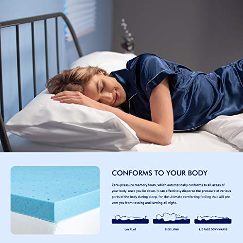 subrtex 4 Inch Memory Foam Mattress Topper Ventilated Gel Infused Bed