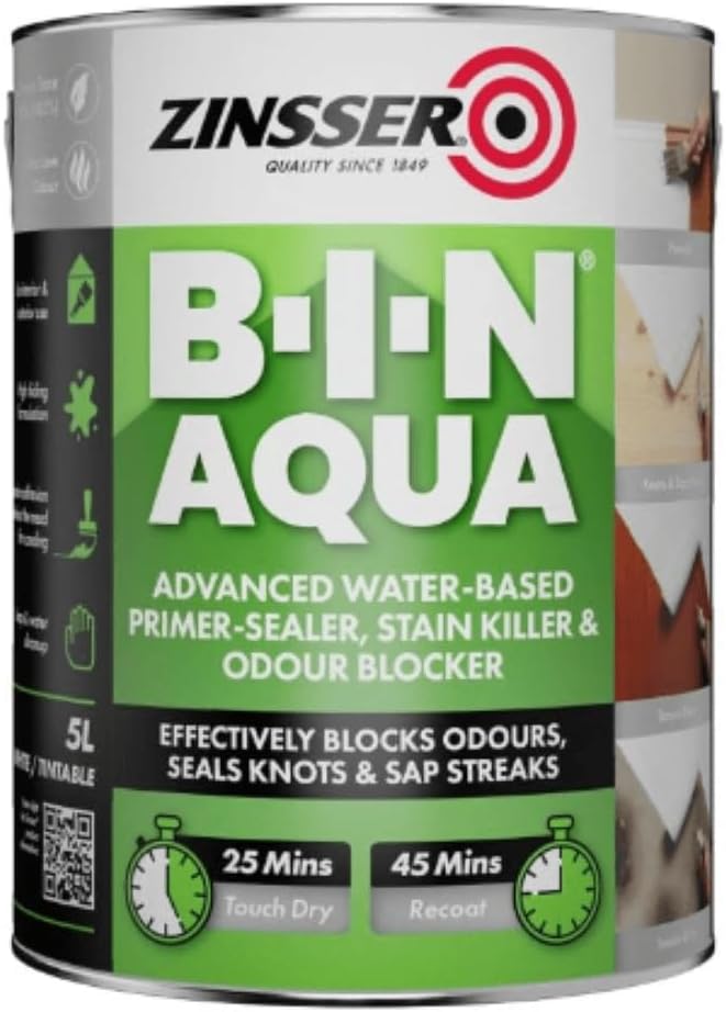Zinsser BIN AQUA Water Based Primer Sealer Stain Block 500ml