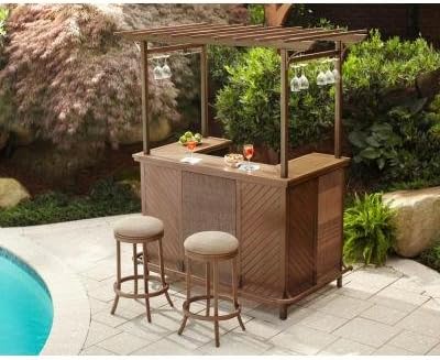 Hampton Bay Decker 3 Piece Outdoor Patio Pergola Furniture Bar Set